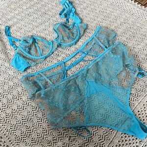 Playful Promises Blue Lace Lingerie Set